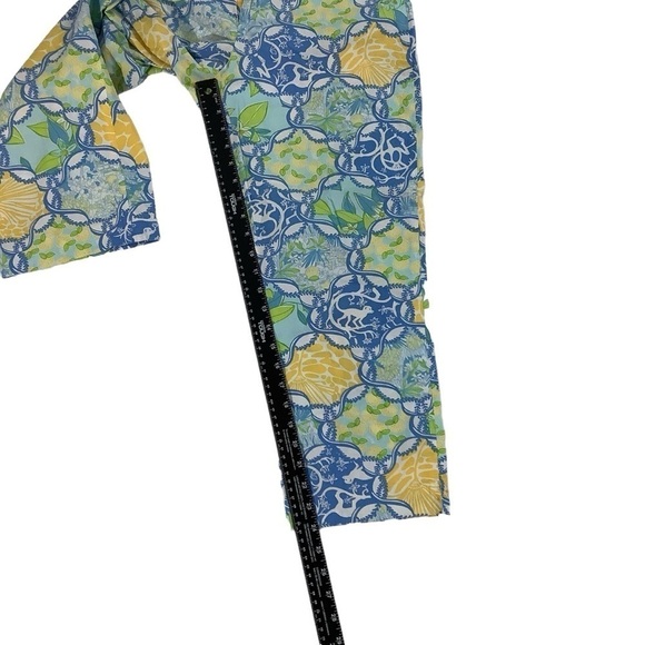 Lilly Pulitzer Cropped Light Pant Yellow Blue Monkey Lemon Pattern Size 6 - Picture 5 of 7